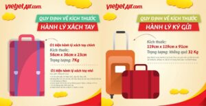 Quy định về kích thước hành lý Hãng Vietjet Air